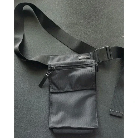 Eddie Bauer Adustable Passport Waist Bag Black EUC‎ Pockets & Zips O/S 8x6