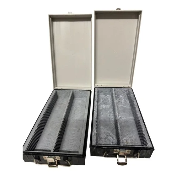Vintage Agfa Slide Storage Cases Set of 2 Grey Black Plastic 35mm Photo Box