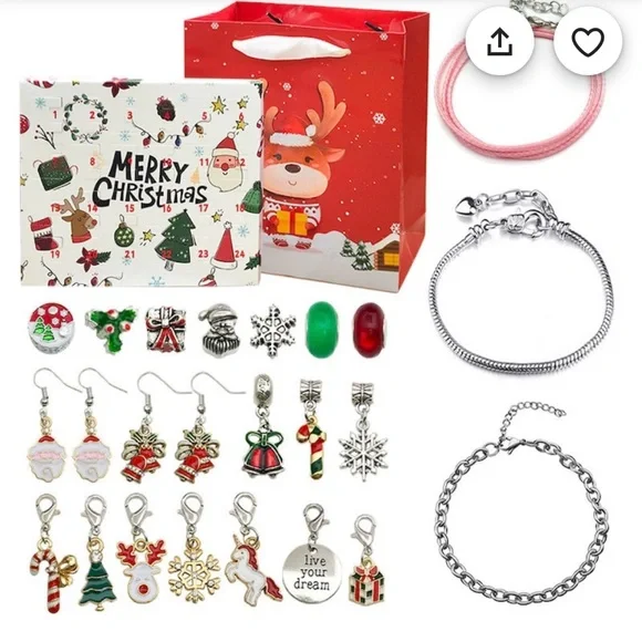 24pcs DIY Christmas Countdown Advent Calendar Surprise jewelry Making children’s