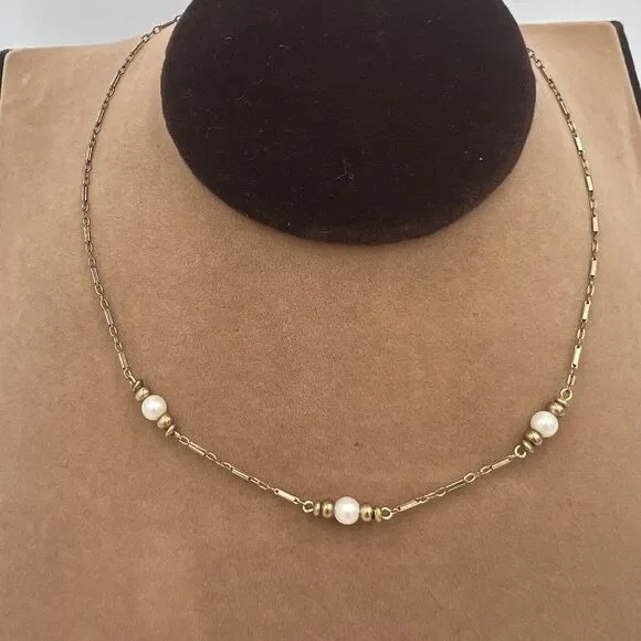12 karat gold filled genuine Cultured pearl necklace 14