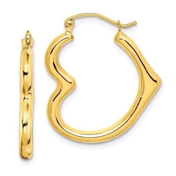 10K Gold Hollow Heart Hoop Earrings for Kids: Stylish, Durable and Comfortable