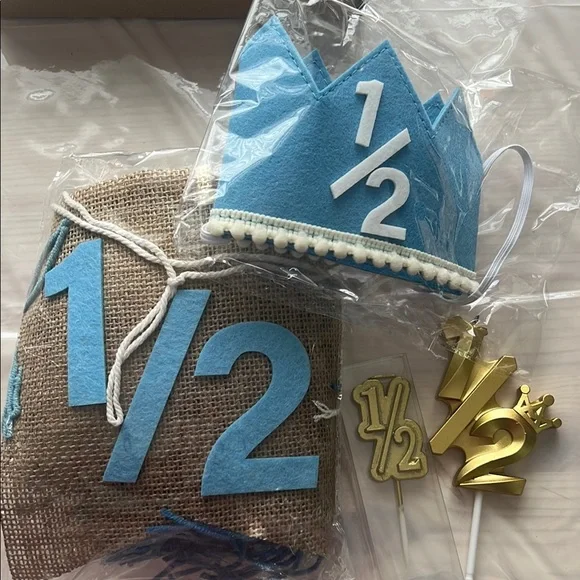 Blue and Gold Half Birthday Party Set