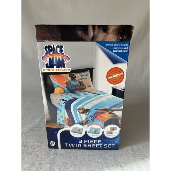 Space Jam 2 Looney Ballers 4 PC Twin Bedding Sheet Set New Lebron James
