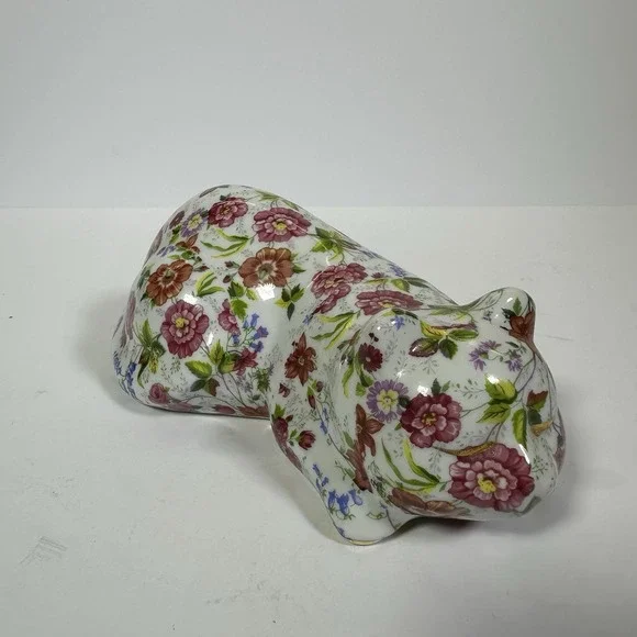 Vintage Baum Bros Formalities Floral Sleeping Cat Figurine Ceramic