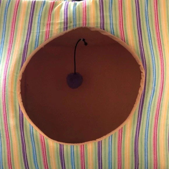 Colorful Striped Pet Bed with Toy