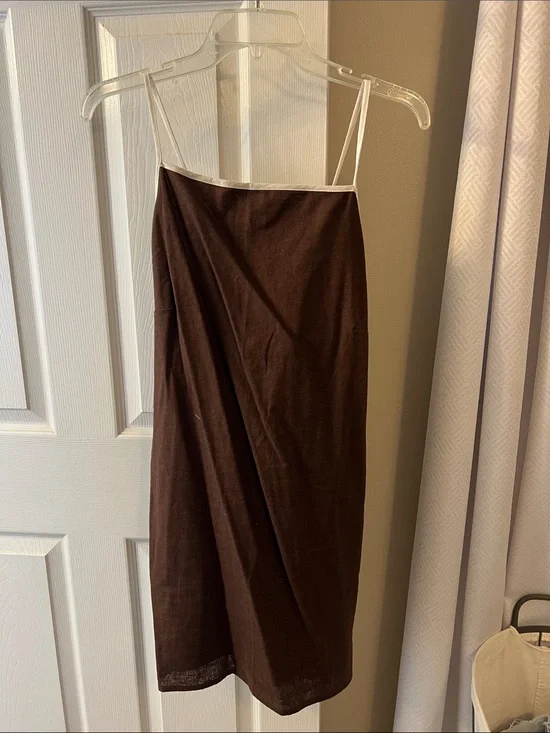 Abercrombie & Fitch Brown Maxi Dress with Cream Trim