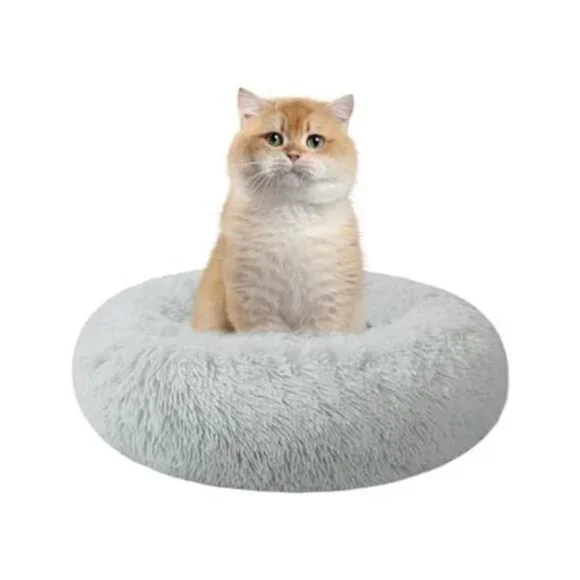Round Cat Bed Washable Plush Donut Pet Bed Small Dog Puppy Anti Slip