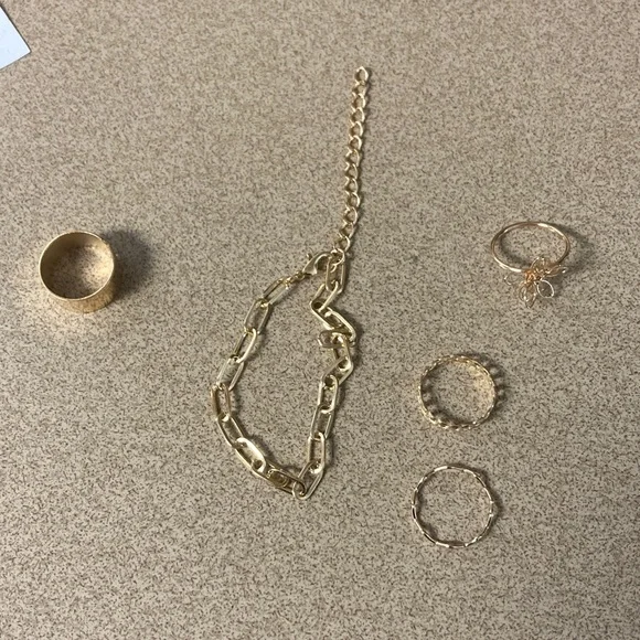 4/$20 bundle and save Gold Chain Bracelet and Ring Set