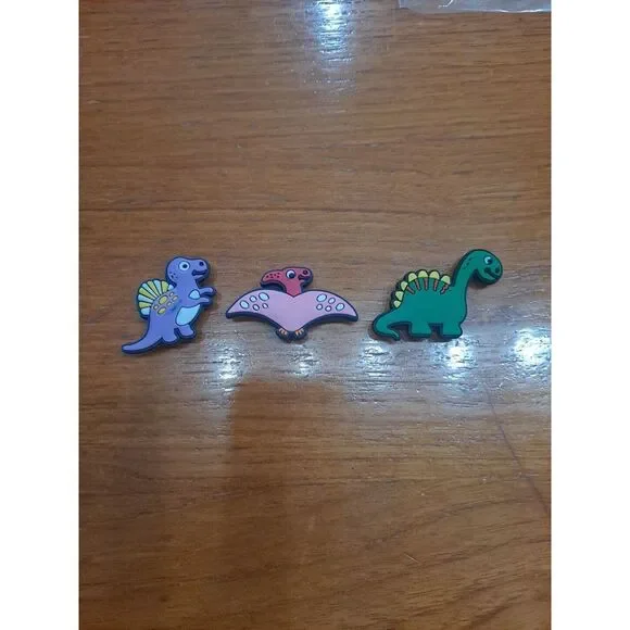 Lot Of‎ 3 Dinosaur Themed Croc Charm Jibz