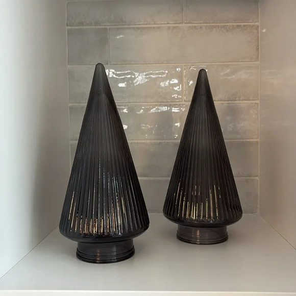 - Target Bullseye Christmas Black Smoke Glass Trees- set of 2