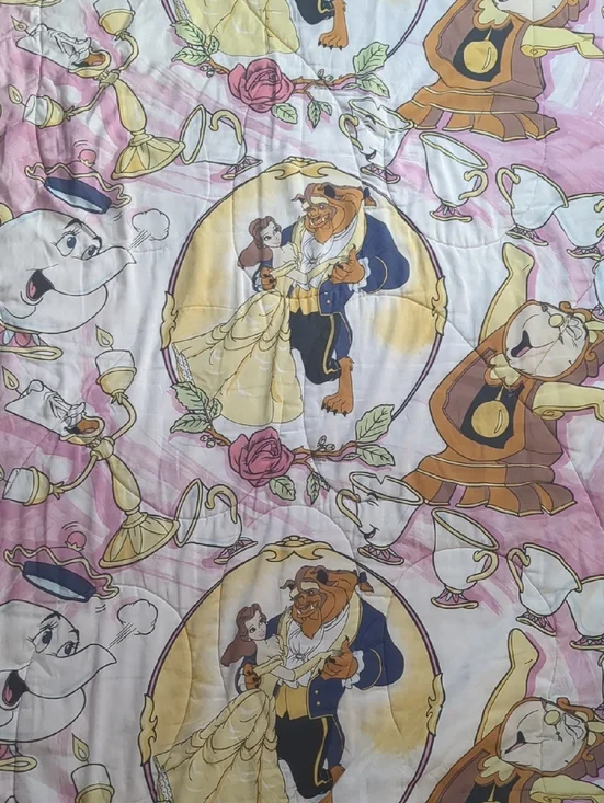 Disney Beauty And The Beast Vintage 90s Twin Sized 60 x 82 Reversible Blanket