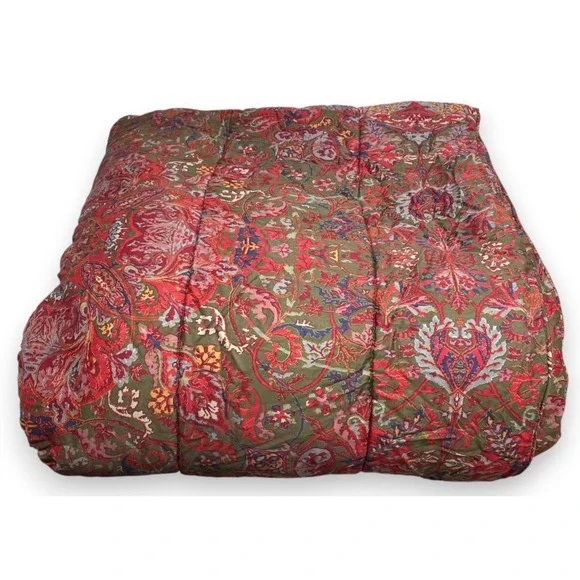 Rare Ralph Lauren Galahad Red Full Queen Comforter Sateen Paisley Vintage