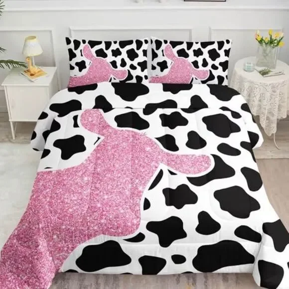 Smell Sunshine Comforter Set 3pcs Cow Print Queen