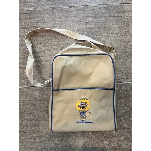 VTG Walt Disney World Magic Kingdom Club Tan Canvas Carry On Tote Bag 70s Mickey