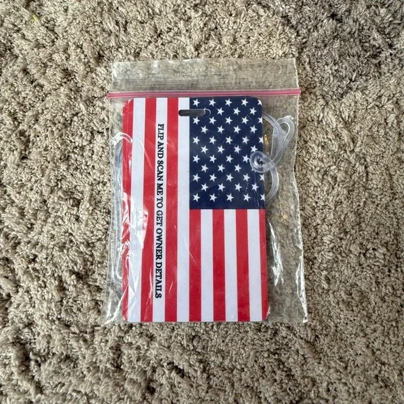 2 Pack Smart Luggage Tags American Flag USA QR Code Travel ID Bag Tags New
