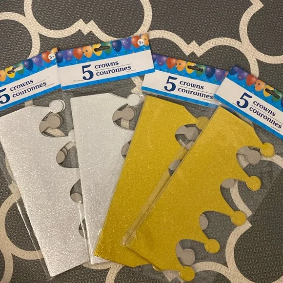 NEW Packs of Gold/Silver Party Crowns - Quantity 20