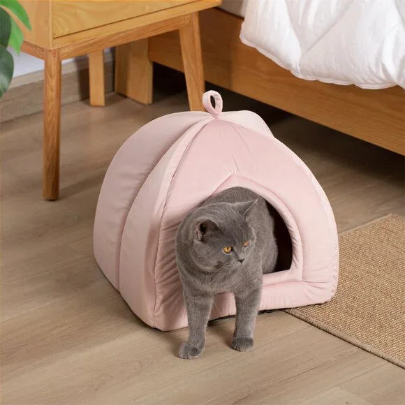 Large Cat Bed - Soft Cat Tent - Pink - 19x19 inches - New In Original Packaging