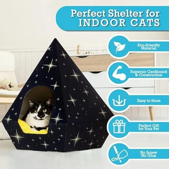 Cat Teepee Bed – Indoor Pet Tent House for Cats, Kittens & Small Dogs 🏕️🐾