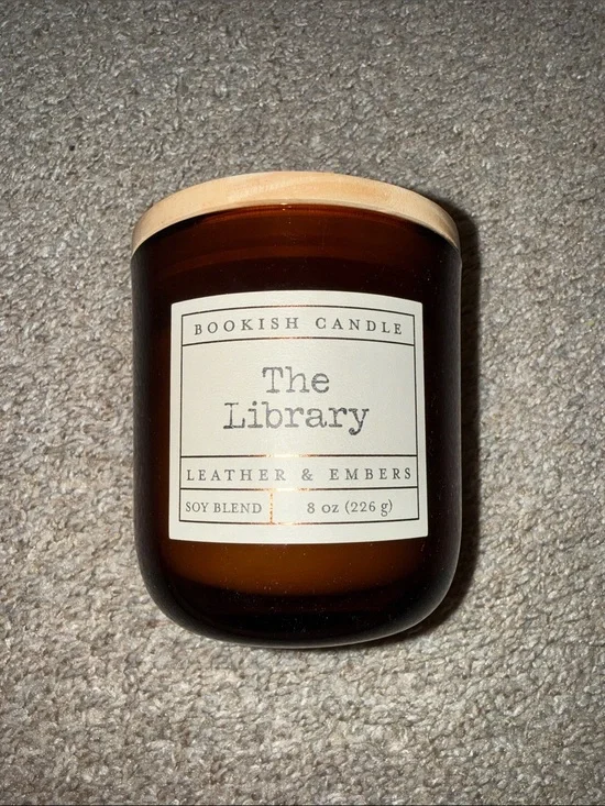 Target Bookish Candle - Amber Brown Glass with Light Wood Lid