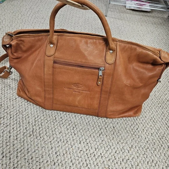 Promotional Canyon‎ Outback Leather Goods Golden Brown Leather Dufflel Travel