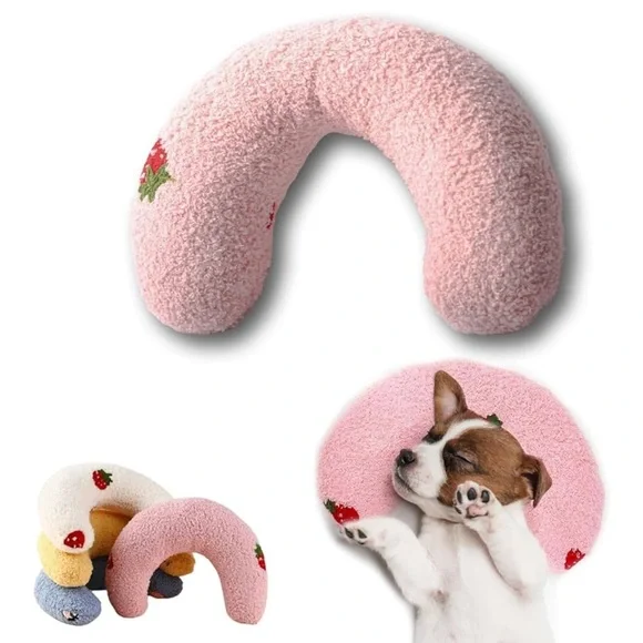 NEW U-Shaped Calming Pillow for Cats & Dogs Soft Plush Fabric Pet Bed