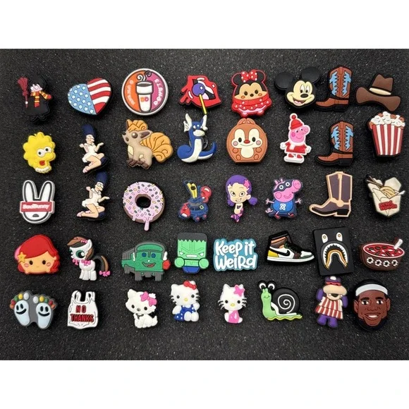 Large 130+ Croc Button Charm Lot Pokémon Hello Kitty Simpsons‎ & More