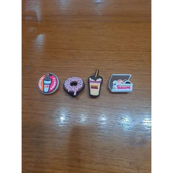 Lot Of 4 Dunkin Donuts Themed Croc Charm‎ Jibz Coffee Donuts Signage