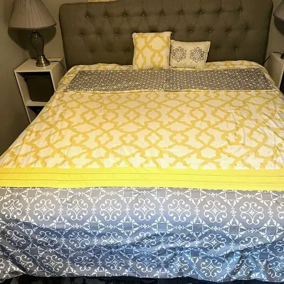Queen Comforter Bedding Set Gray Yellow Medallion Better Homes Gardens 5 Pc