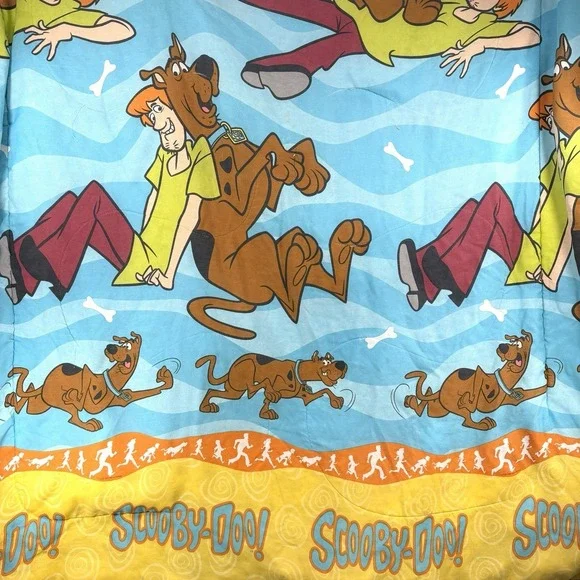 VTG 90s Scooby Doo Blanket Twin Comforter *Flaws* Shaggy Blue