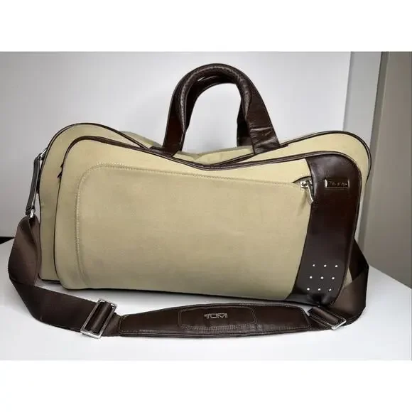 RARE Tumi Beige Brown Red LXT Duffle Underseat Cabin Bag Microfiber FXT 23152SW