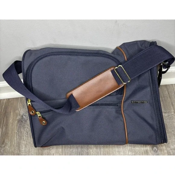 Samsonite Navy Blue Canvas‎ Small Shoulder Bag Carry On Travel Luggage