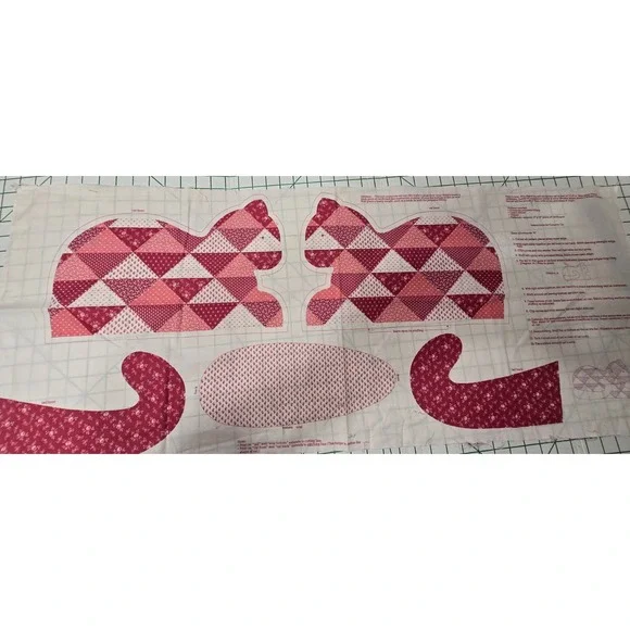 Vtg Pink CALICO CAT Kitten Pillow Cut Sew Panel Fabric The Country Cat