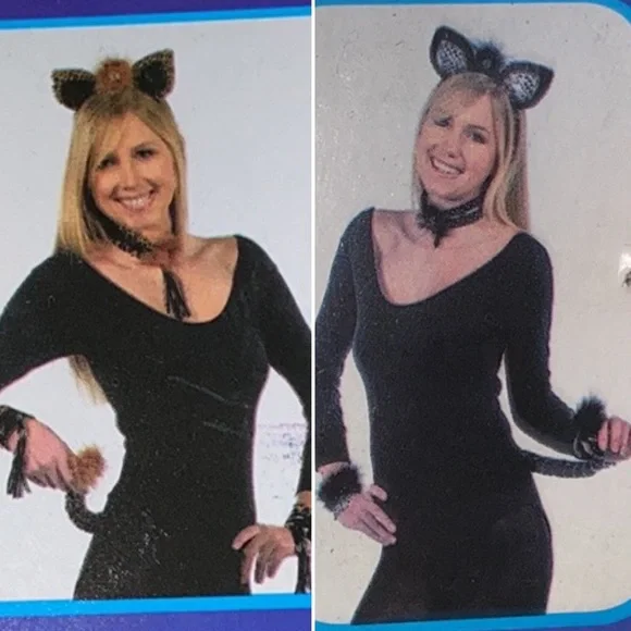 (3) 5 Piece Leopard Cat Costume & (3) 5 Piece Bling Cat Costume Accessories