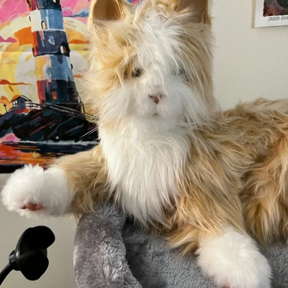 Plush Cat Toy - White and Tan