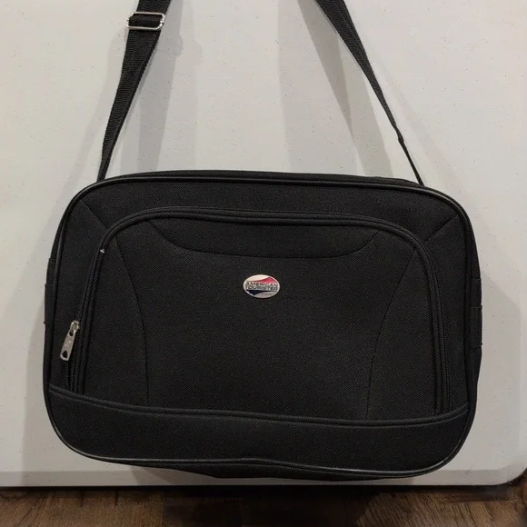American Tourister black carry on shoulder bag