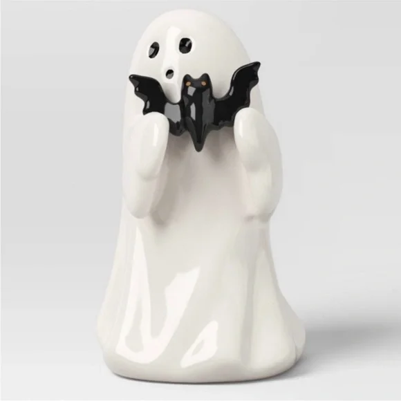 Target Hyde & EEK! Halloween White Ghost with Black Cat Ceramic Figurine