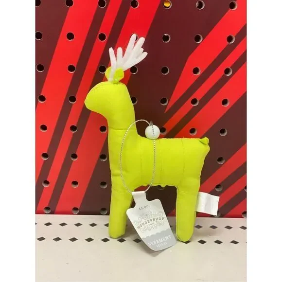 Target Fabric Puffer Deer Christmas Tree Ornament Yellow Wondershop™