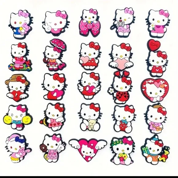 Lot 25Pcs Hello Kitty Croc Charms Jibbitz girls Shoe Decoration summer spring