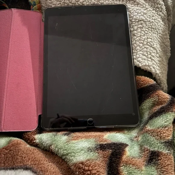 Apple Black Tablet with Pink Folio Case