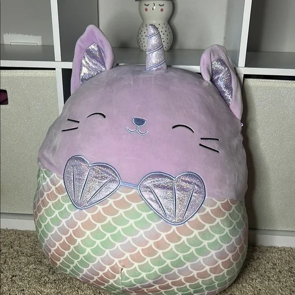 Plush Cat Unicorn Pillow - Purple and Pastel