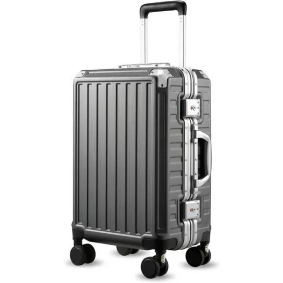 Carry On Luggage with Spinner Wheels Aluminum Frame Hard Shell Suitcase 20