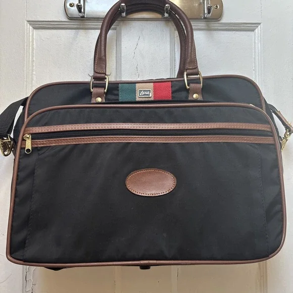 Vintage LARK Luggage Bag Small Suitcase /Briefcase 90s Black Nylon. 14 X‎ 18