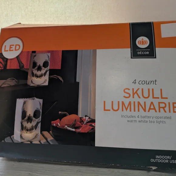 Target Black Skull Luminaries W/Led Tea lights 2 Sets Of 4 Lights