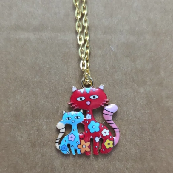 Colorful Cat Pendant Necklace