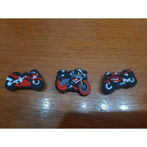 Lot Of 3 Motorcycle Crotch Rocket ‎ Themed Croc Charm Jibz Yamaha