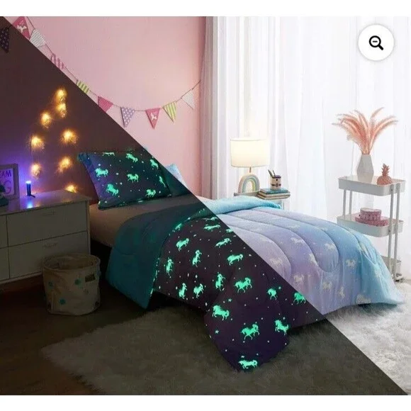 NWT YOUR ZONE GLOW‎ IN THE DARK 5 Pieces COMFORTER SET—SIZE TWIN