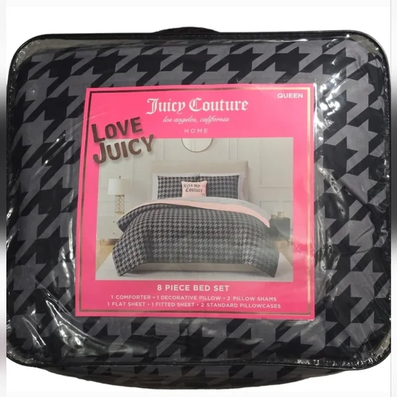 Juicy Couture Black and Gray 8-Piece Bed Set