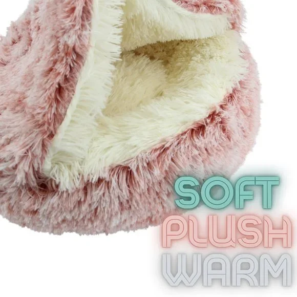 Hug Love Product | (Pink) 2 in 1 Round Donut Plush Cat Bed with Cover