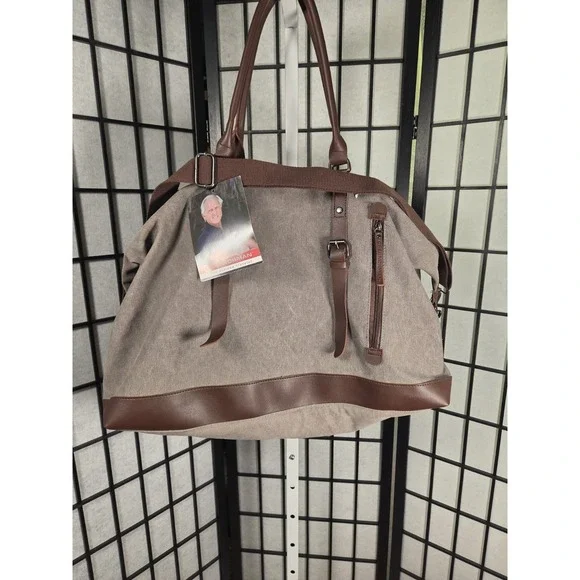 Canvas and Leather Look Duffle Bag - Carry On Greg Norman, Refined Traveler NWT