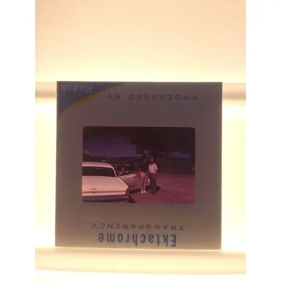 Vtg 1969 Men in Parking Lot Cars Automobiles Ektachrome Photograph Color Slide